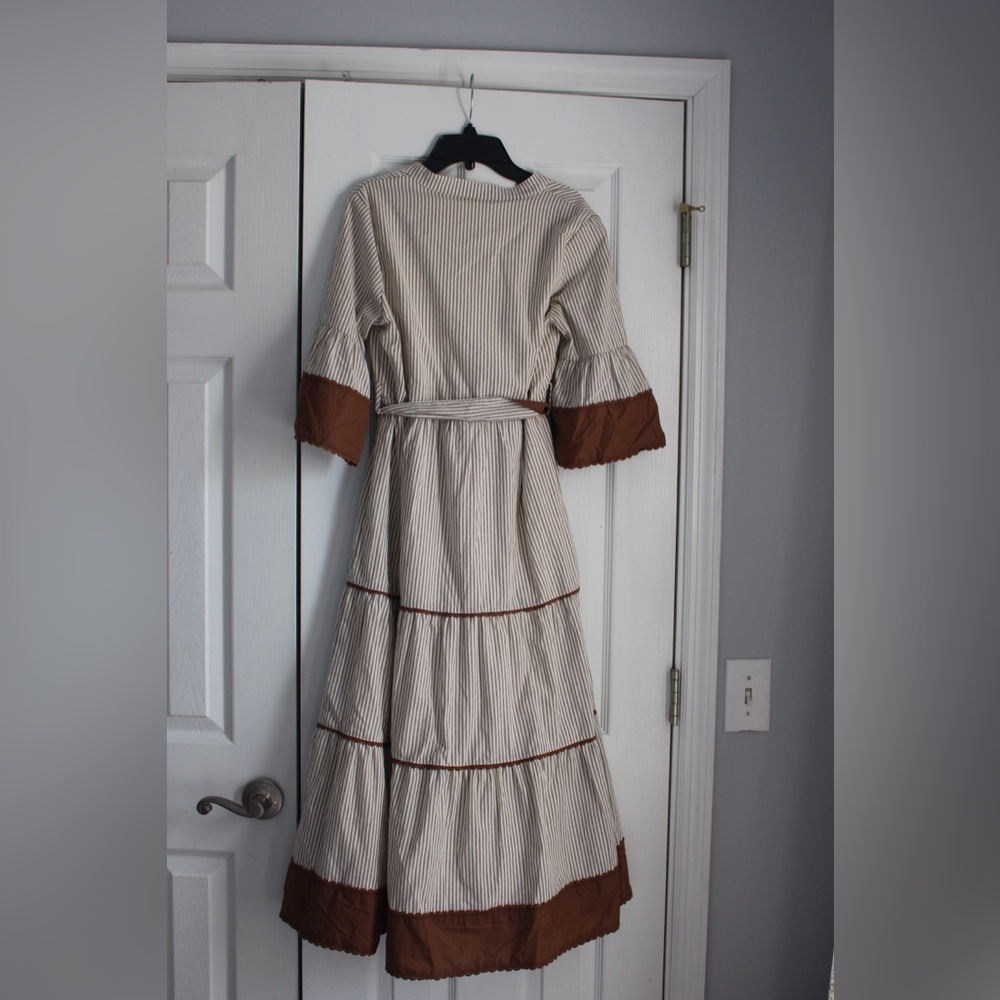 TCEC Cream and Brown Striped Maxi Dress - Picture 3 of 3